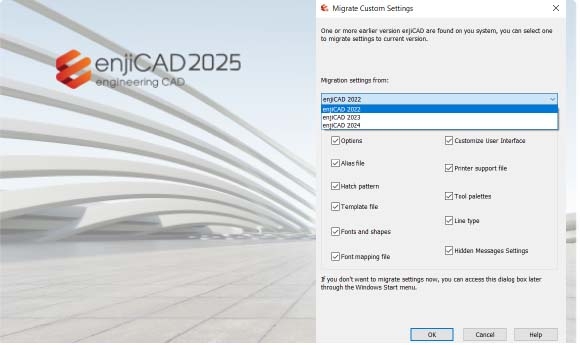 Cách chuyển cài đặt từ enjiCAD phiên bản cũ sang enjiCAD phiên bản mới hơn